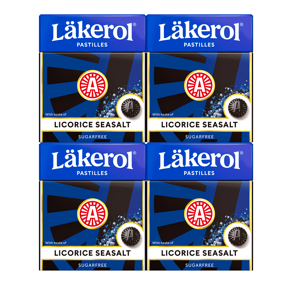 Läkerol Licorice Seasalt sokeriton, 4-pack
