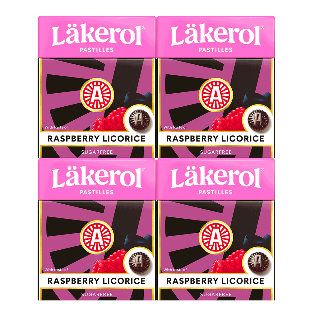 Läkerol Raspberry Licorice sugar-free, 4-pack